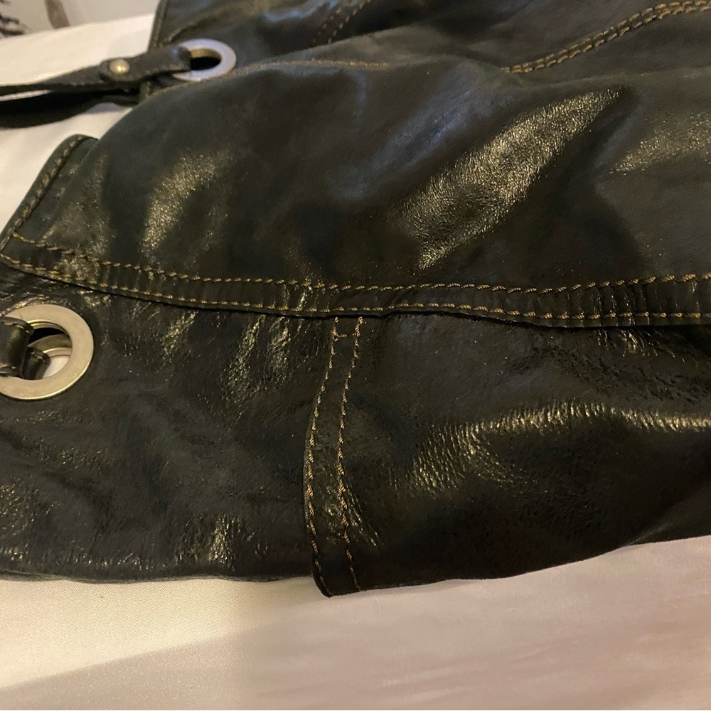 Fossil Medium Solid Black Leather Shoulder Purse - image 3